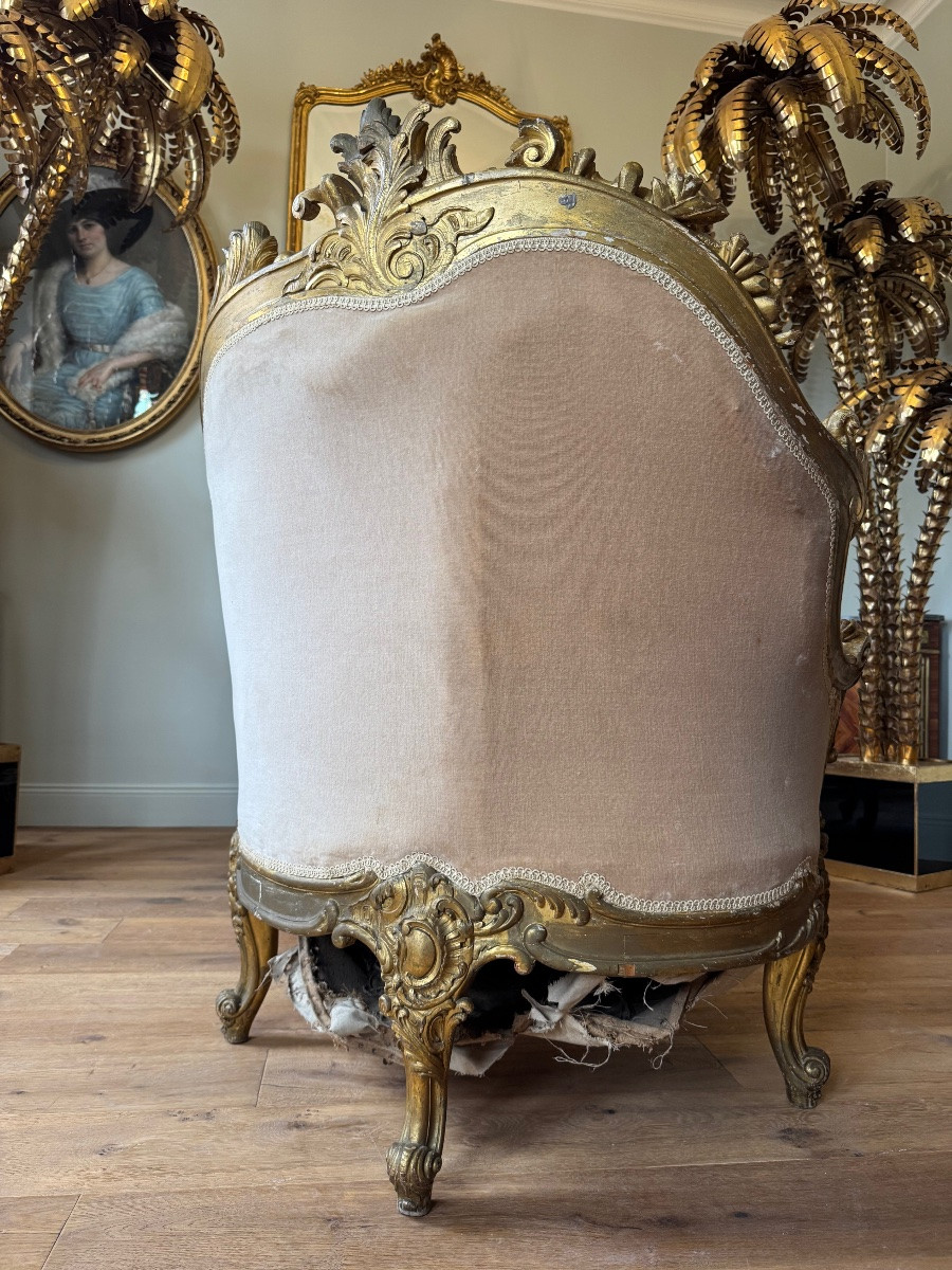 Important Napoleon III Period Chaise Longue In Gilded And Carved Wood In Louis XV Style - 19th Century -photo-6