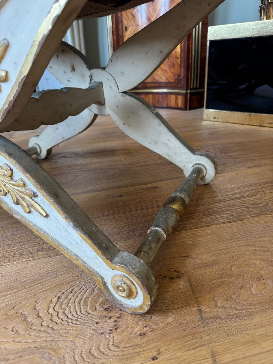 Pair Of Late 19th Century X-shaped Stools In Carved And Lacquered Wood -photo-5