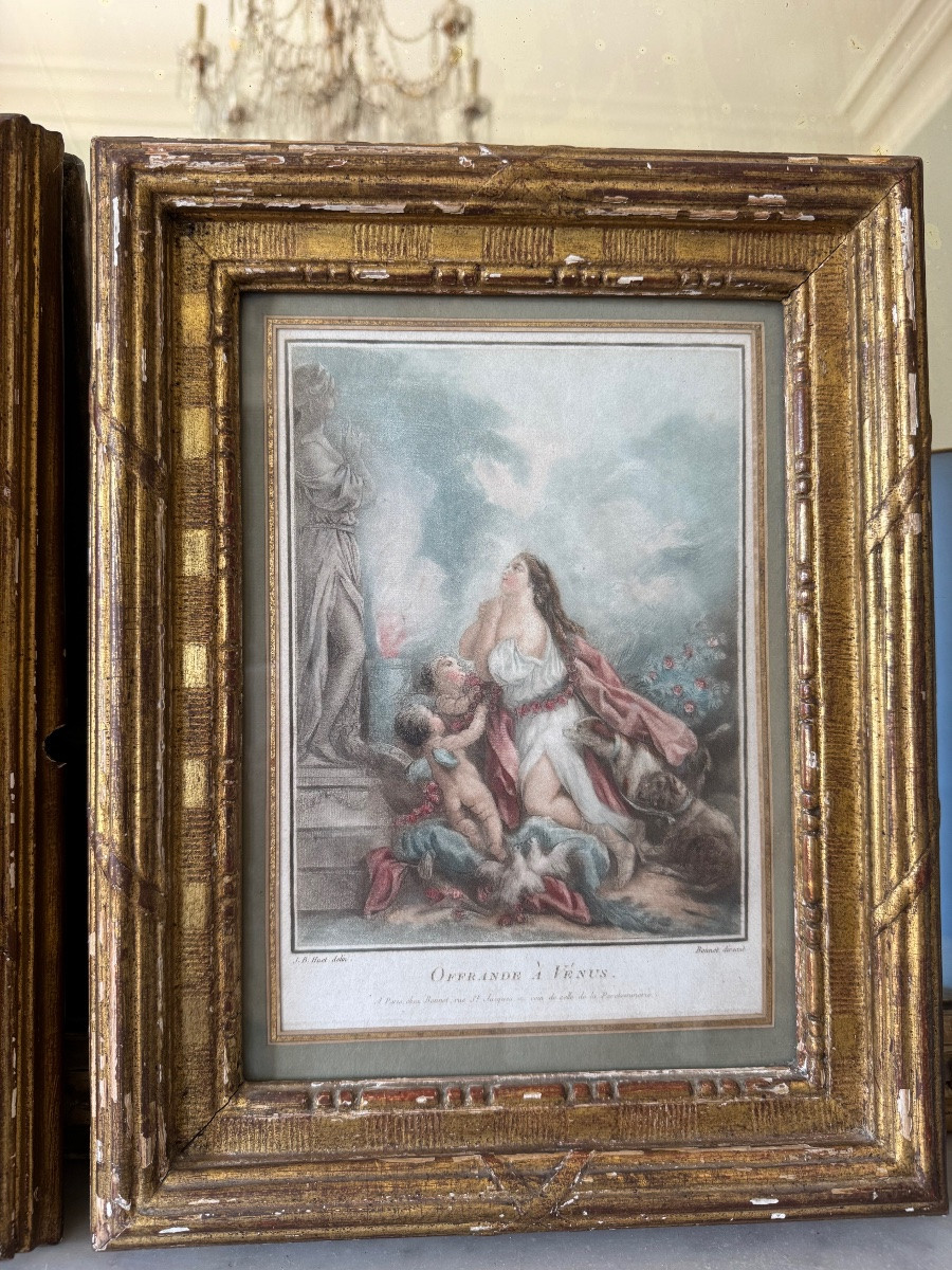 Pair Of Late 19th Century Engravings In Their Gilt Wood Frames -photo-3