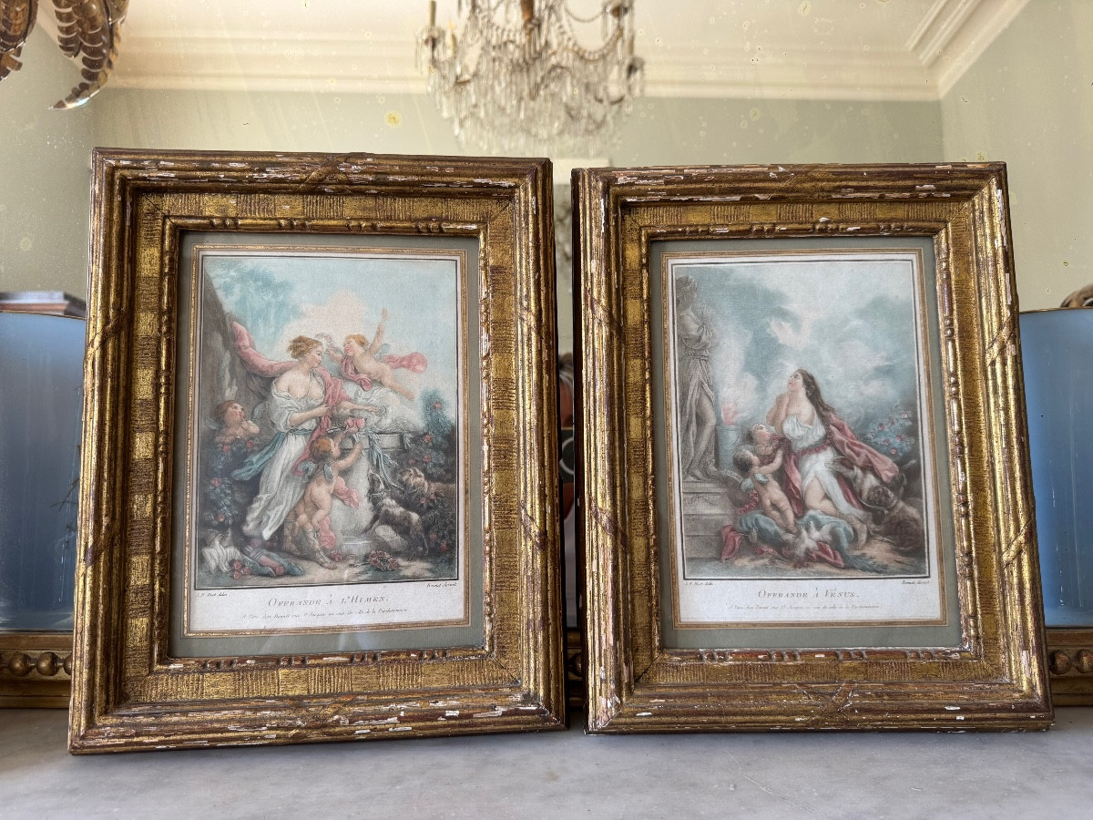 Pair Of Late 19th Century Engravings In Their Gilt Wood Frames -photo-2
