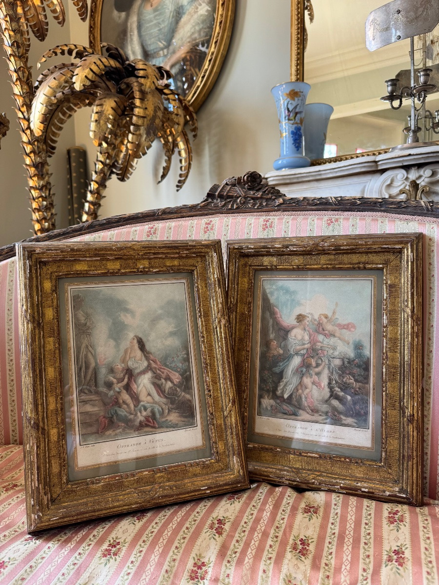 Pair Of Late 19th Century Engravings In Their Gilt Wood Frames -photo-1