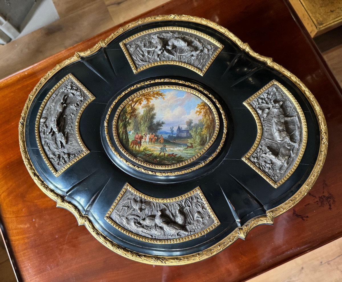 Important 19th Century Box Signed Alphonse Giroux With Hunting Decoration -photo-3