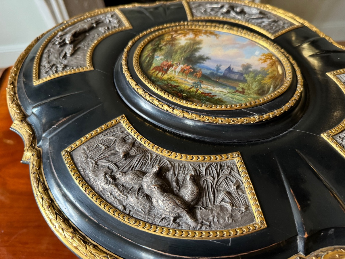 Important 19th Century Box Signed Alphonse Giroux With Hunting Decoration -photo-1