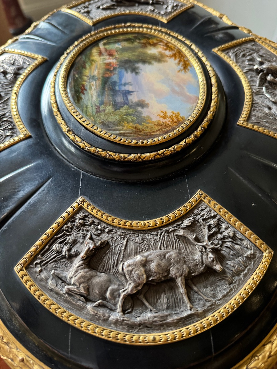 Important 19th Century Box Signed Alphonse Giroux With Hunting Decoration -photo-2