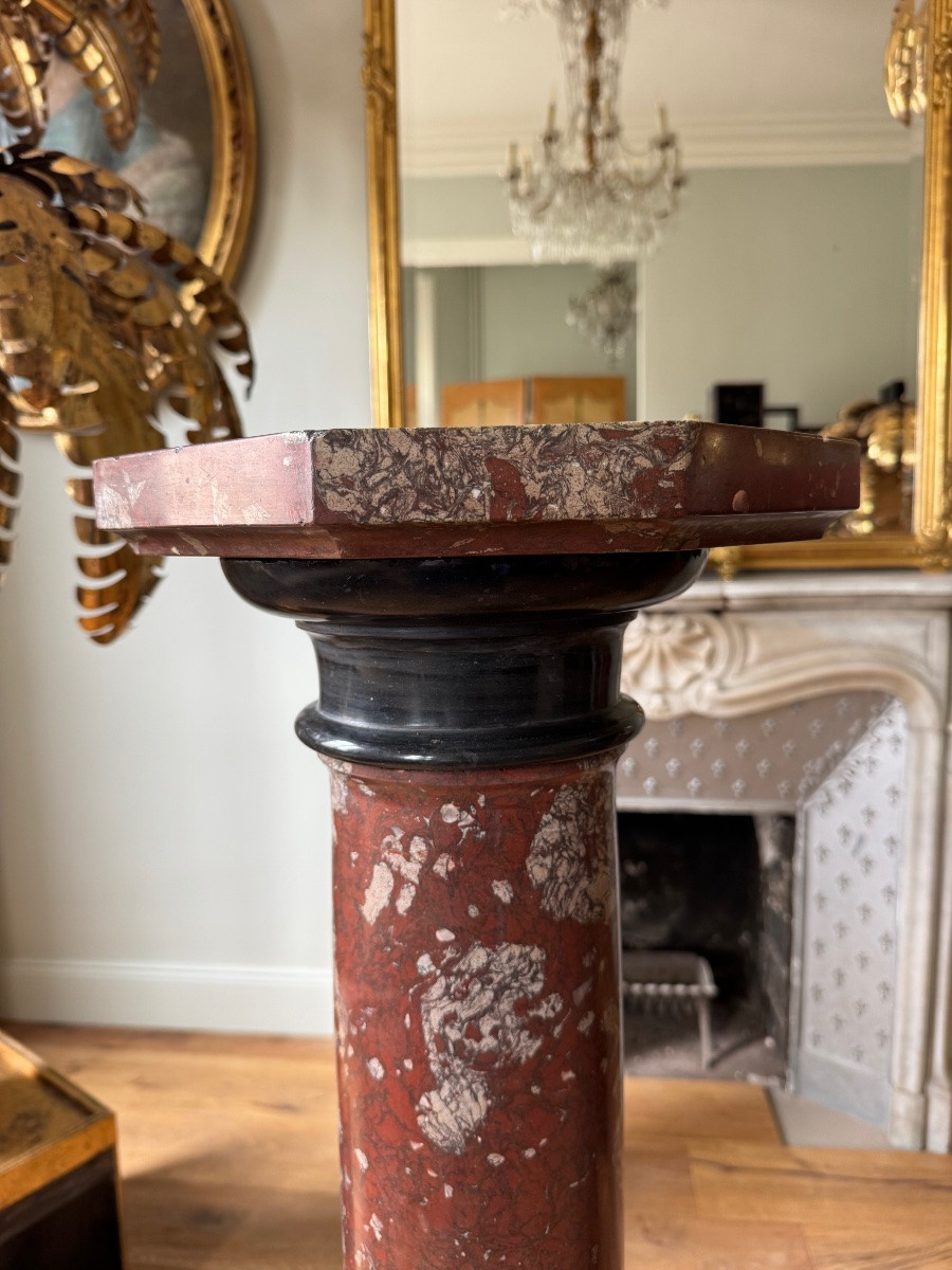 Paire de colonnes en scagliola rouge, fin du XIXe siècle -photo-6