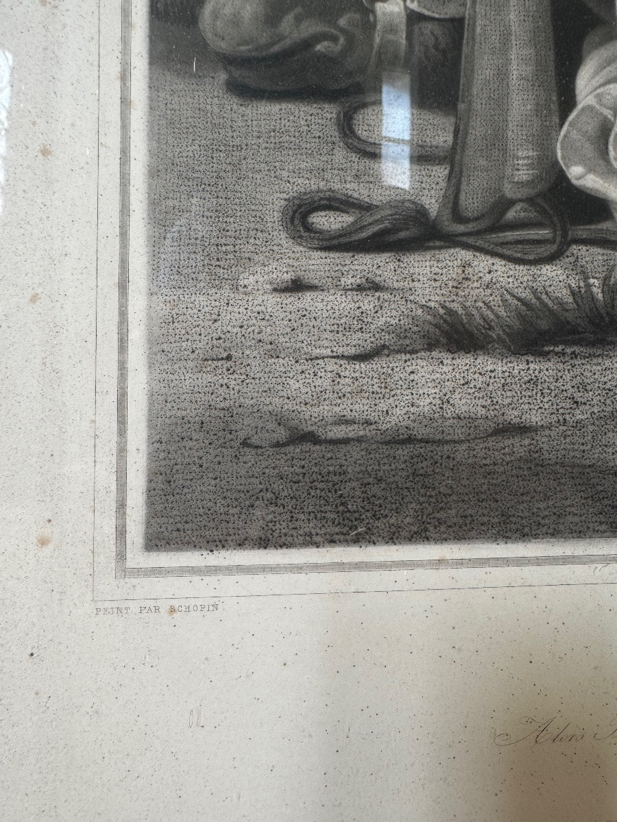 Grande paire de gravures à scène biblique dans leur cadre d’origine en bois doré du XIXe -photo-2