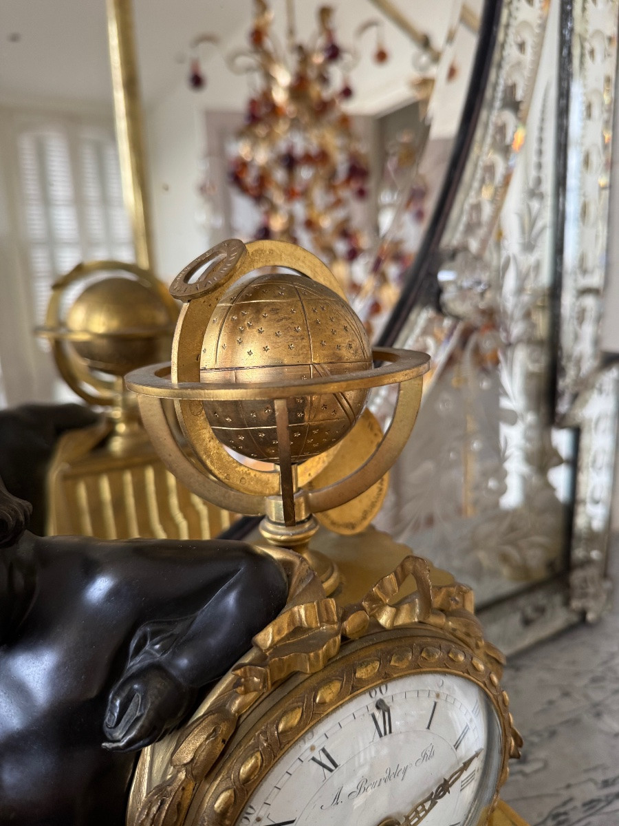 Gilt Bronze "astronomy" Clock Signed Alfred Beurdeley - Late 19th Century -photo-3