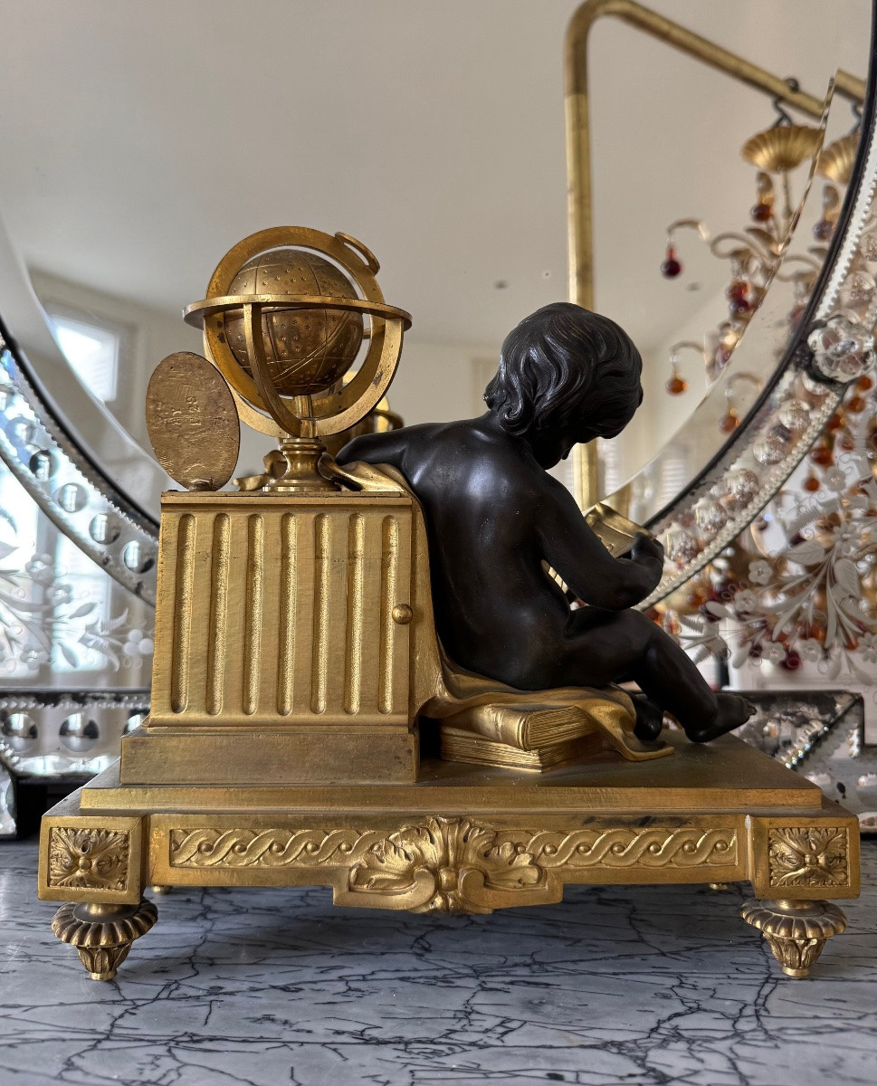 Gilt Bronze "astronomy" Clock Signed Alfred Beurdeley - Late 19th Century -photo-5