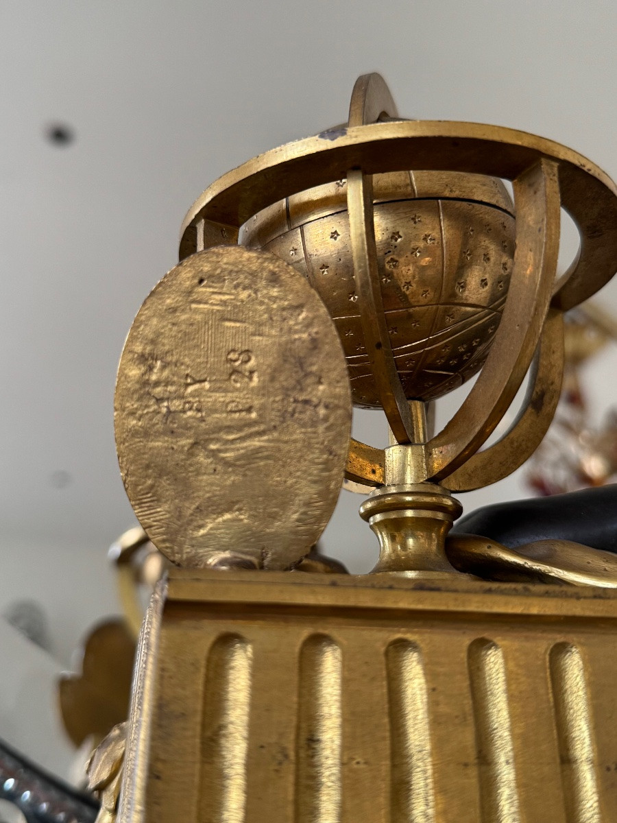 Gilt Bronze "astronomy" Clock Signed Alfred Beurdeley - Late 19th Century -photo-7