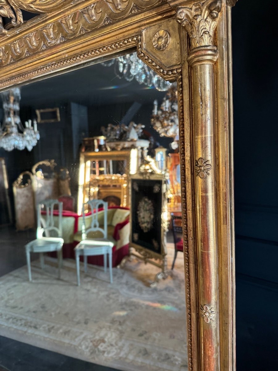 Miroir De Cheminée D’époque Napoléon III En Bois Doré à Décor De Putti - XIXe-photo-2