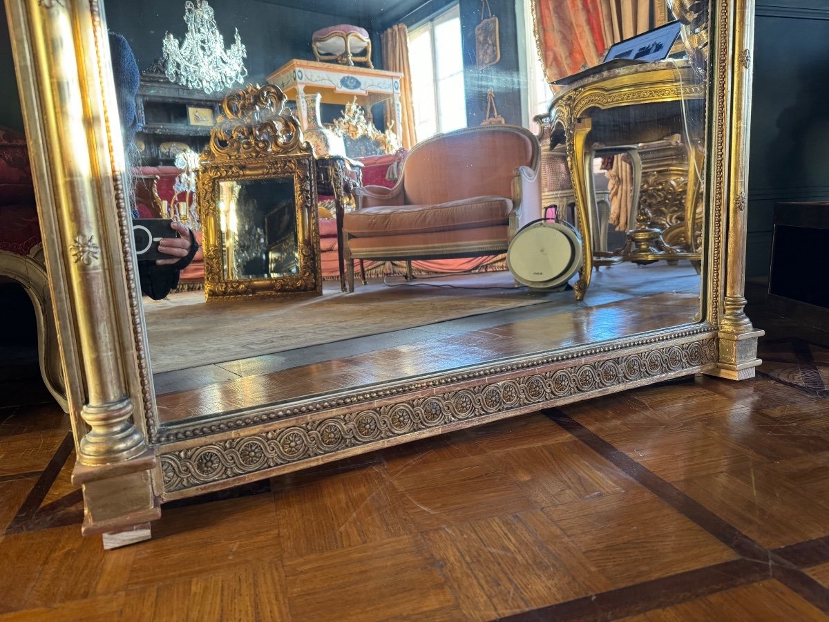 Miroir De Cheminée D’époque Napoléon III En Bois Doré à Décor De Putti - XIXe-photo-6