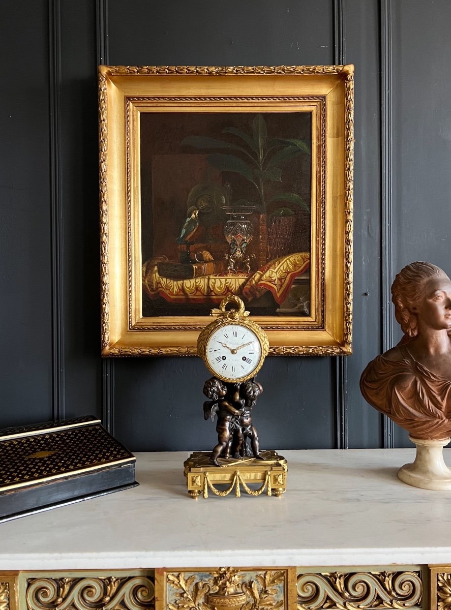 French School, 19th Century, Painting Depicting A Still Life With A Bird-photo-3