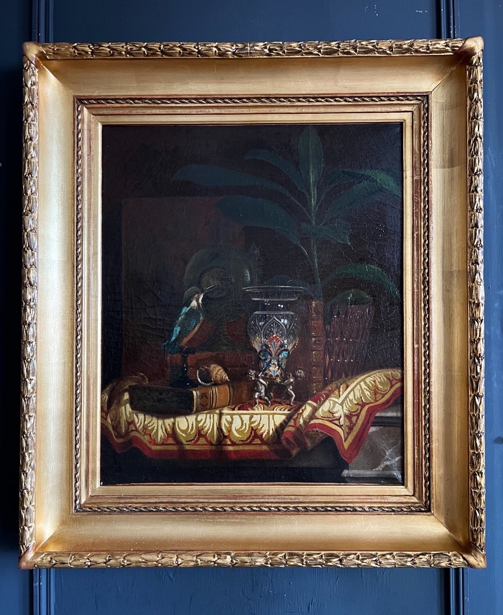 French School, 19th Century, Painting Depicting A Still Life With A Bird