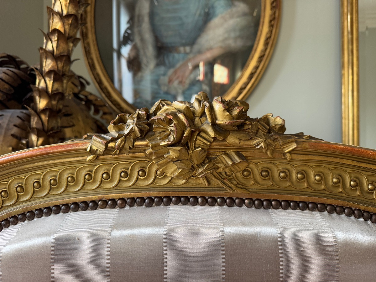 Pair Of Late 19th-century Louis XVI Style Giltwood Beds -photo-4