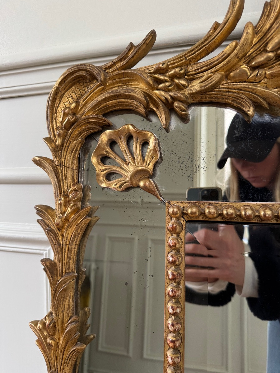 Napoleon III Period Giltwood Mirror With Side Panels - 19th Century-photo-1