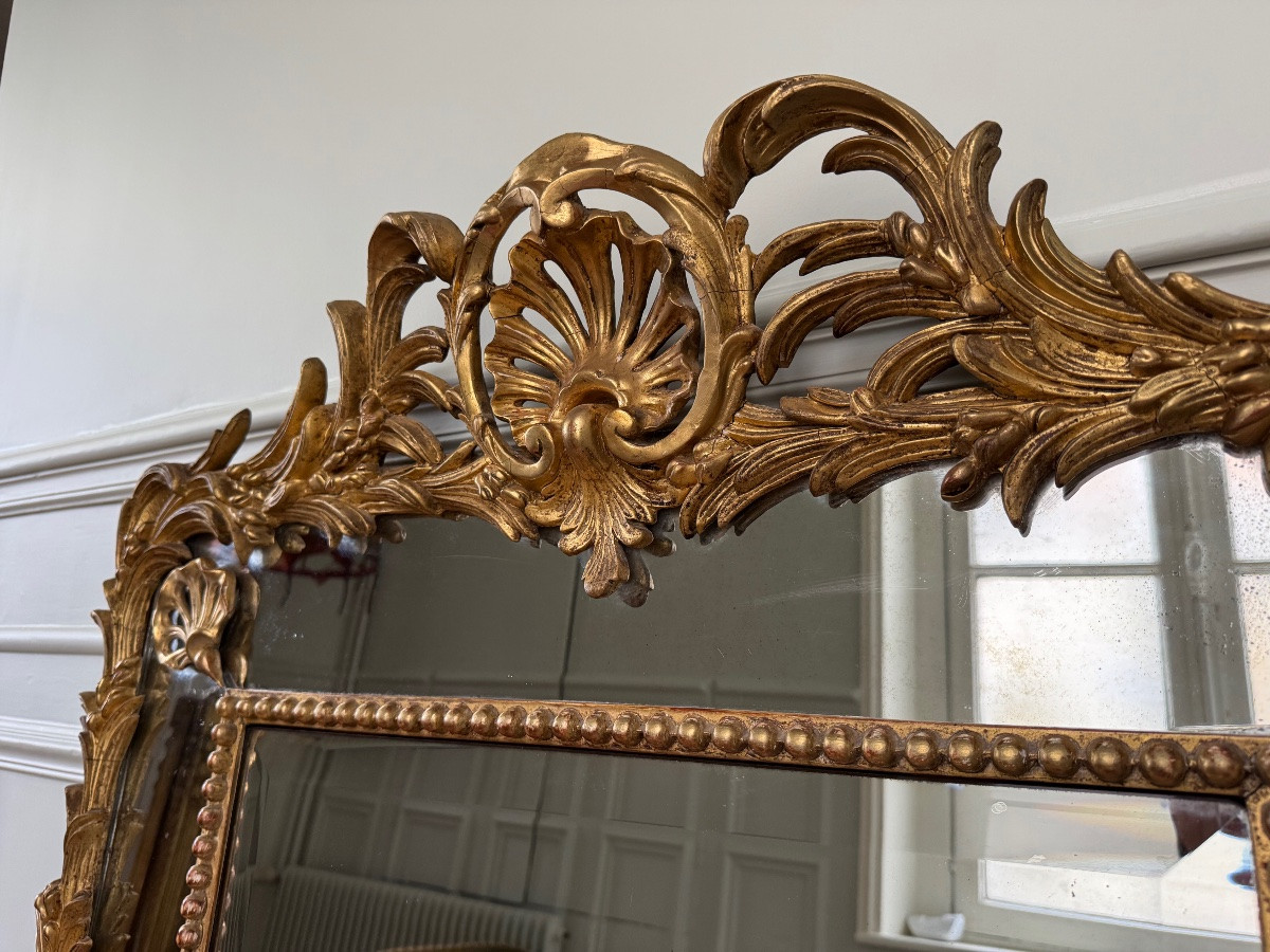 Napoleon III Period Giltwood Mirror With Side Panels - 19th Century-photo-2