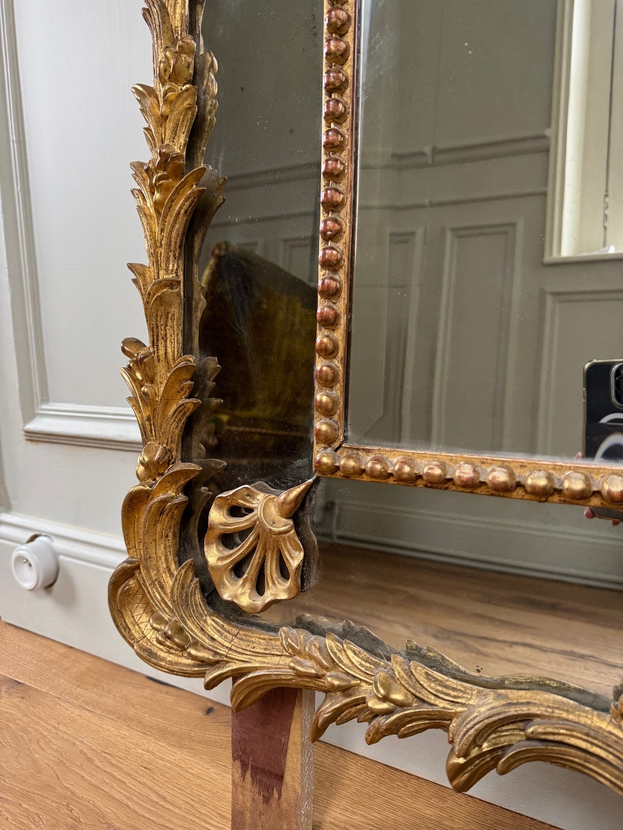 Napoleon III Period Giltwood Mirror With Side Panels - 19th Century-photo-4
