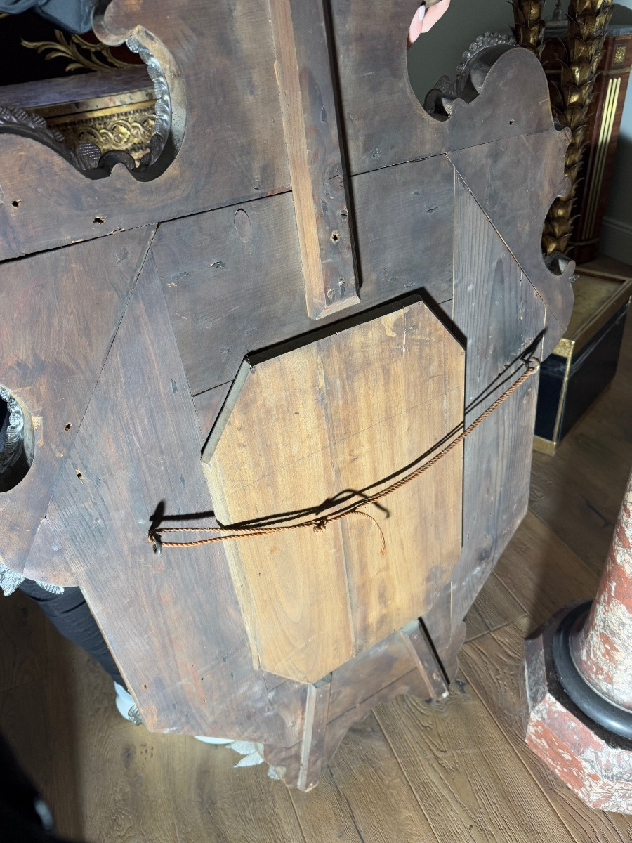 Miroir vénitien de la fin du XIXe siècle en verre gravé  (H134xL85cm)-photo-8