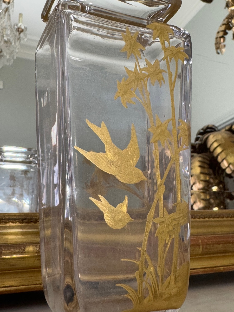 Paire de vases japonisant de la fin du XIXe siècle en cristal de Baccarat -photo-6
