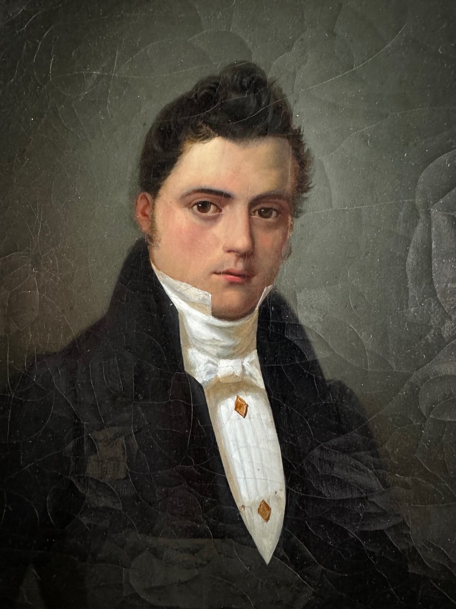 Portrait D'époque Empire D'un Jeune Homme élégant, D'après Louis Léopold Boilly-photo-2