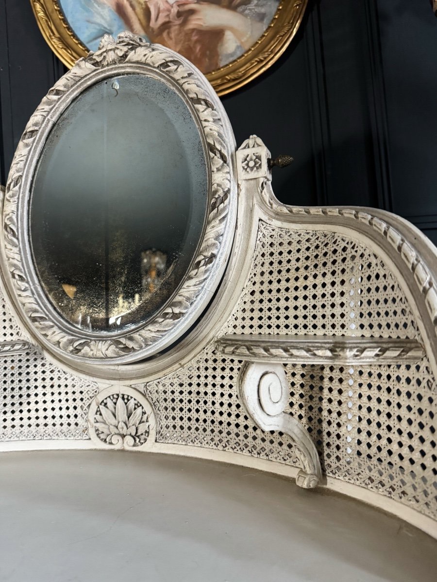 19th Century Dressing Table In Painted Wood And Cane In The Louis XVI Style-photo-5
