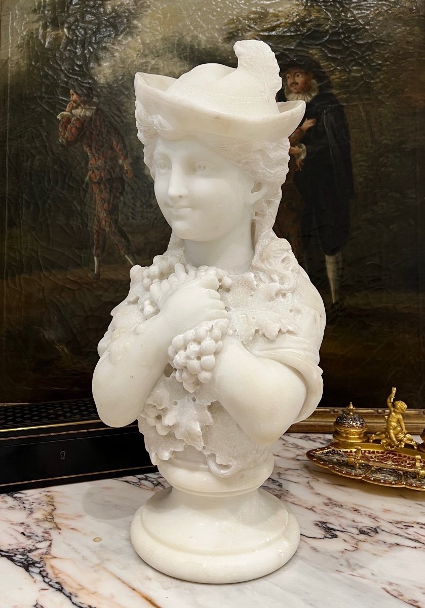 19th Century Marble Bust Of A Young Man Signed A. Bombarda-photo-3