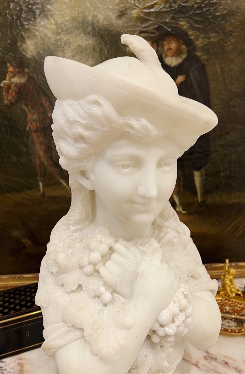 19th Century Marble Bust Of A Young Man Signed A. Bombarda-photo-1