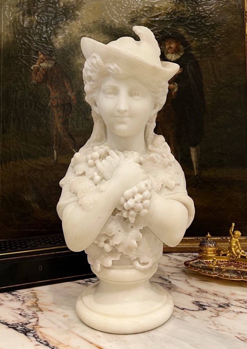 19th Century Marble Bust Of A Young Man Signed A. Bombarda