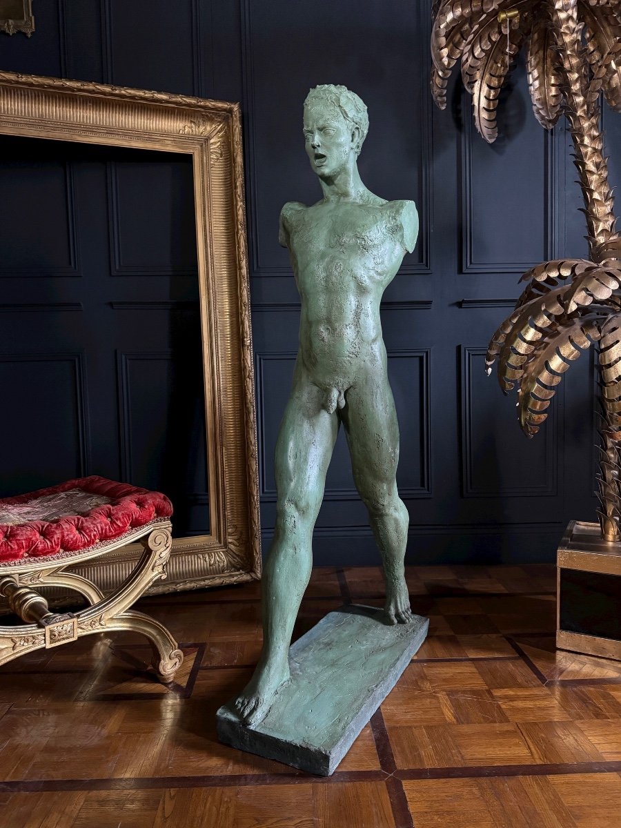 Sculpture / Statue Représentant Un Homme Nu - XXe