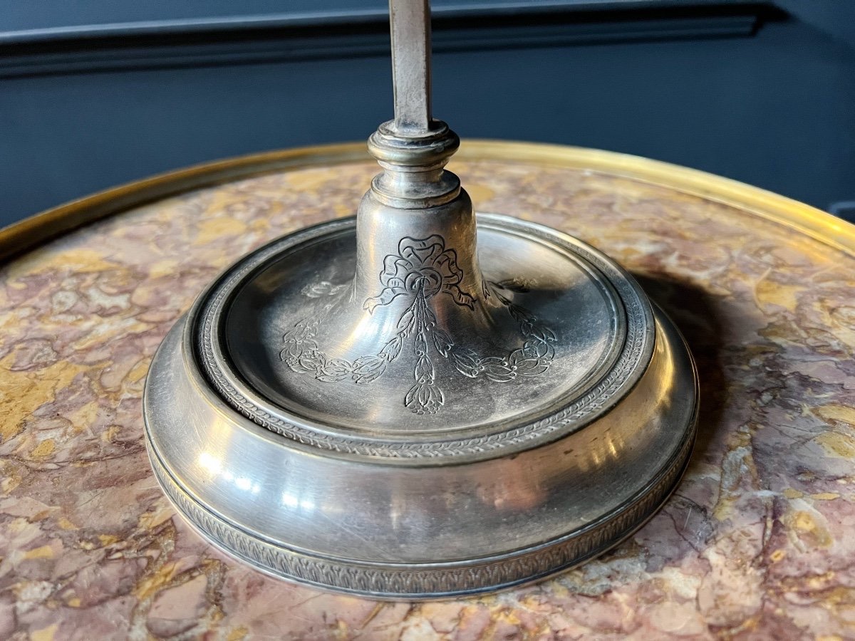 Louis XVI Period Silvered Bronze Screen Lamp/candlestick - 18th Century-photo-3