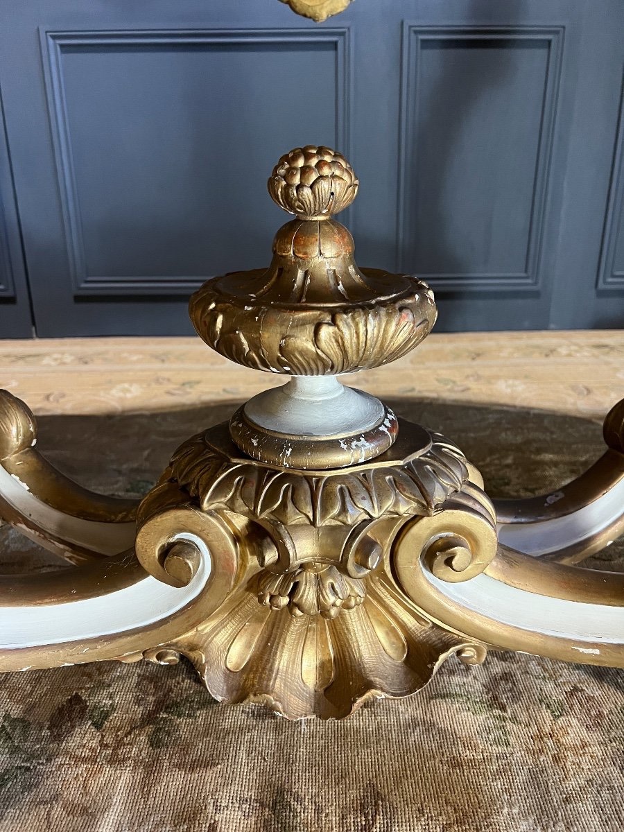 Napoleon III Period Center Table In Painted And Gilded Wood - 19th Century-photo-7