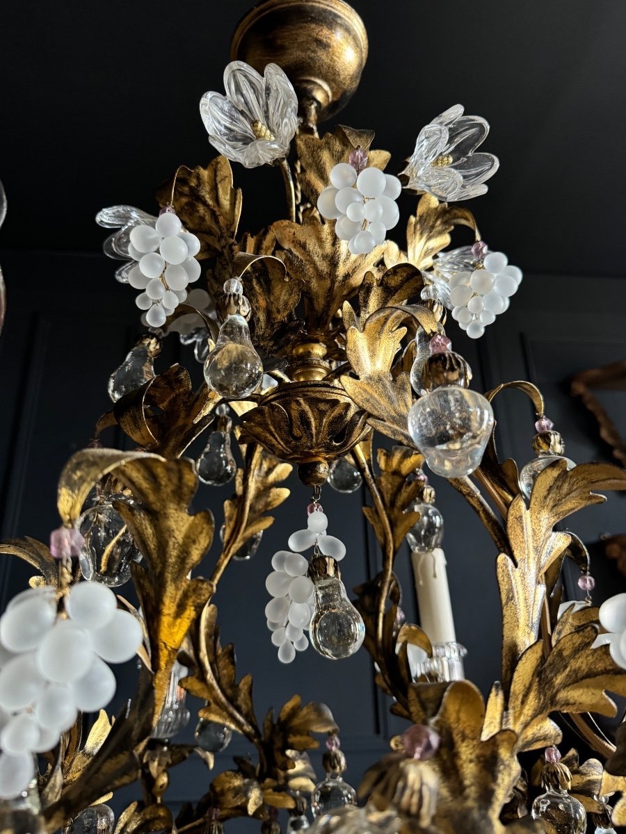 Lustre Cage En Bronze Et Métal Doré Des Années 70 - XXe-photo-5