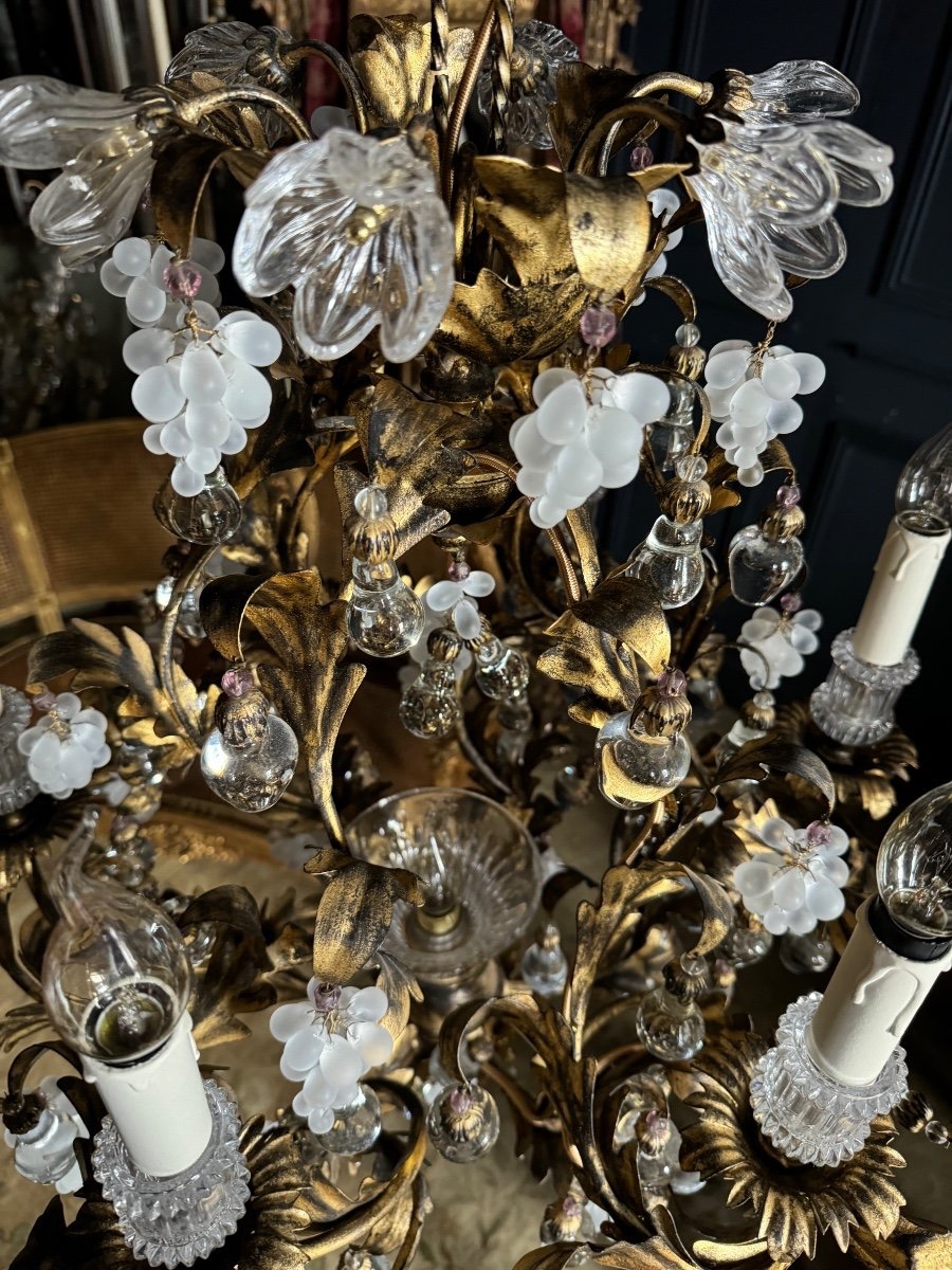 Lustre Cage En Bronze Et Métal Doré Des Années 70 - XXe-photo-7