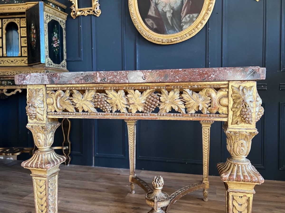 Table De Milieu D’époque Napoléon III En Bois Doré Et Sculpté à Décor De Raisins - XIXe-photo-6