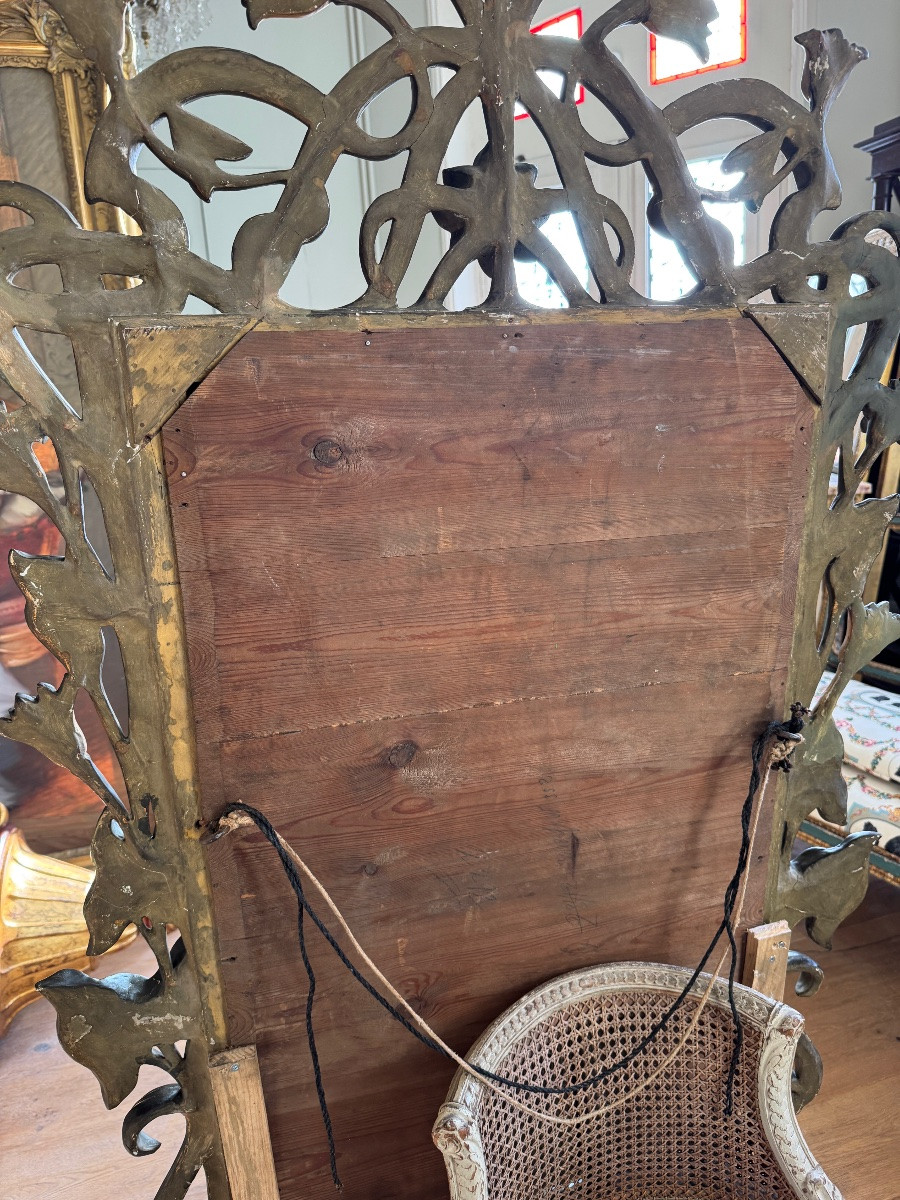 Miroir d’époque art nouveau en bois doré et patiné - fin XIXe siècle -photo-7