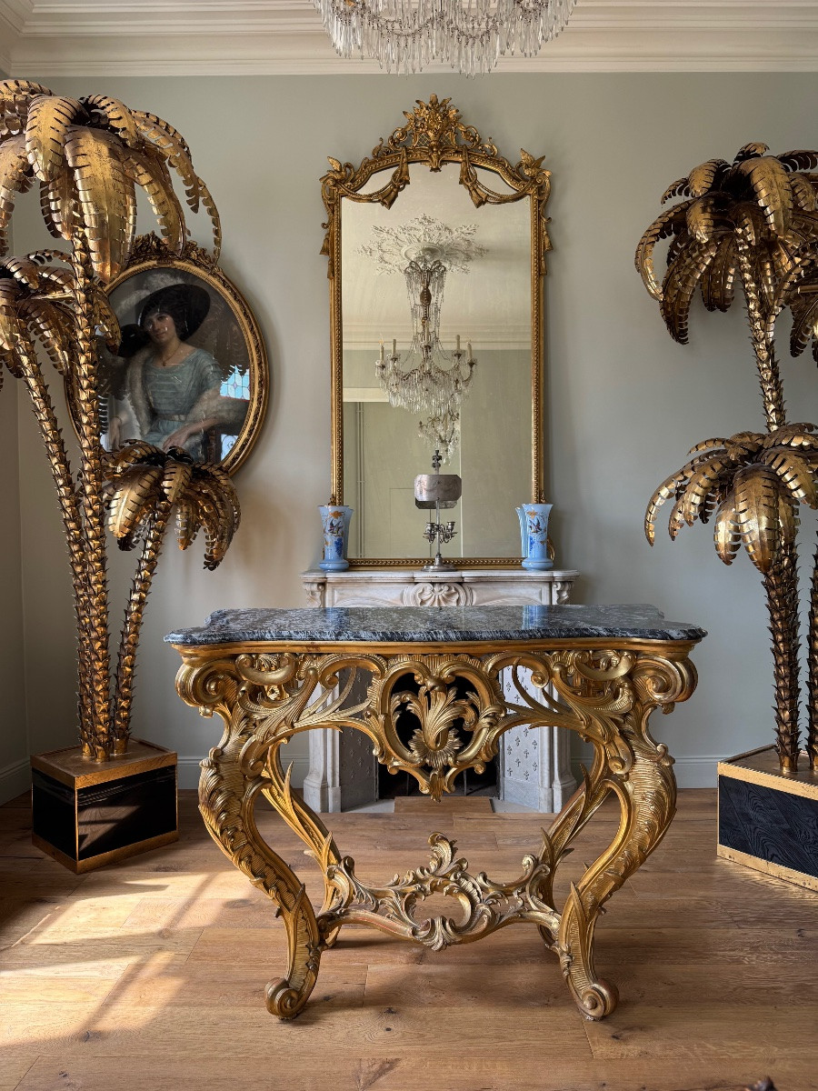 Italian Console Table From The Late 19th Century In Giltwood, Louis XV Style-photo-1