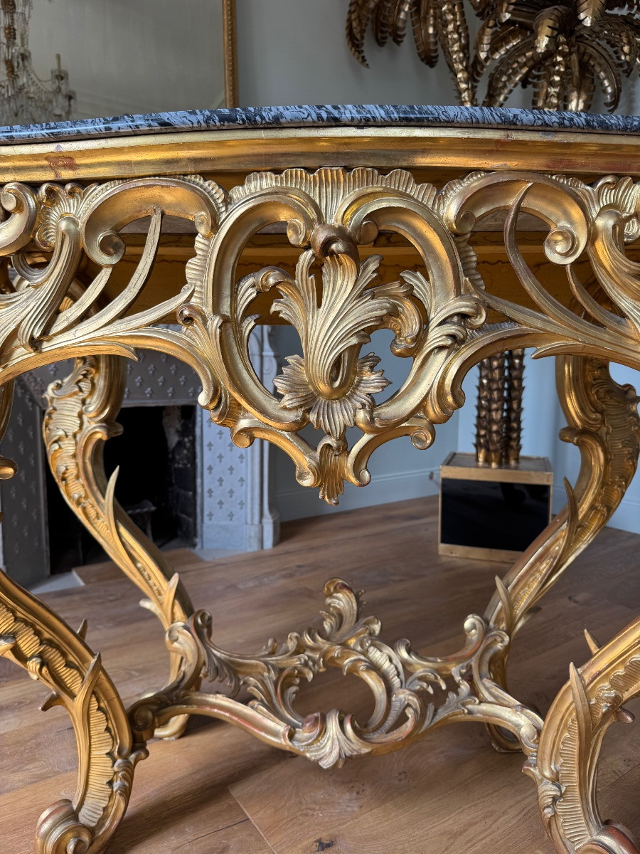 Italian Console Table From The Late 19th Century In Giltwood, Louis XV Style-photo-2