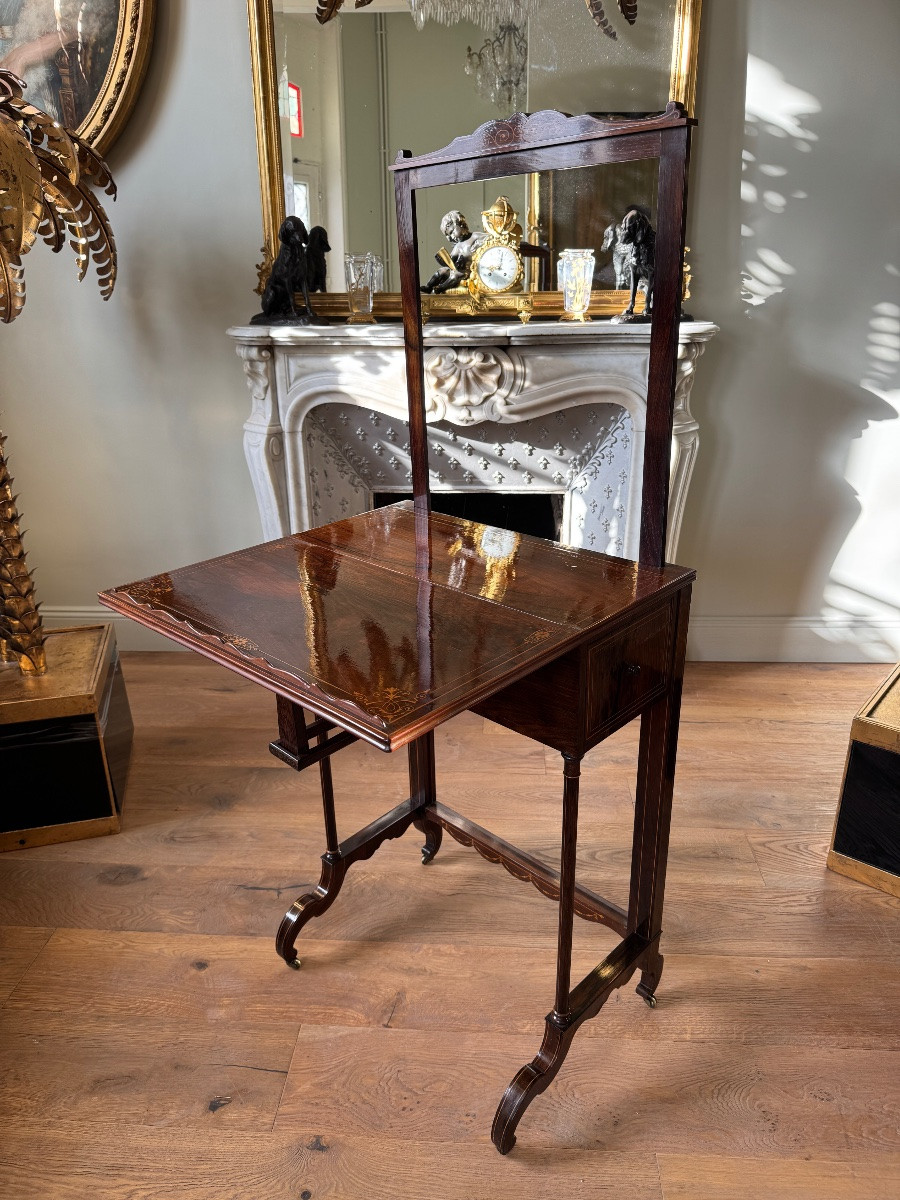 Table à système d’époque Charles X en palissandre - XIXe siècle -photo-2