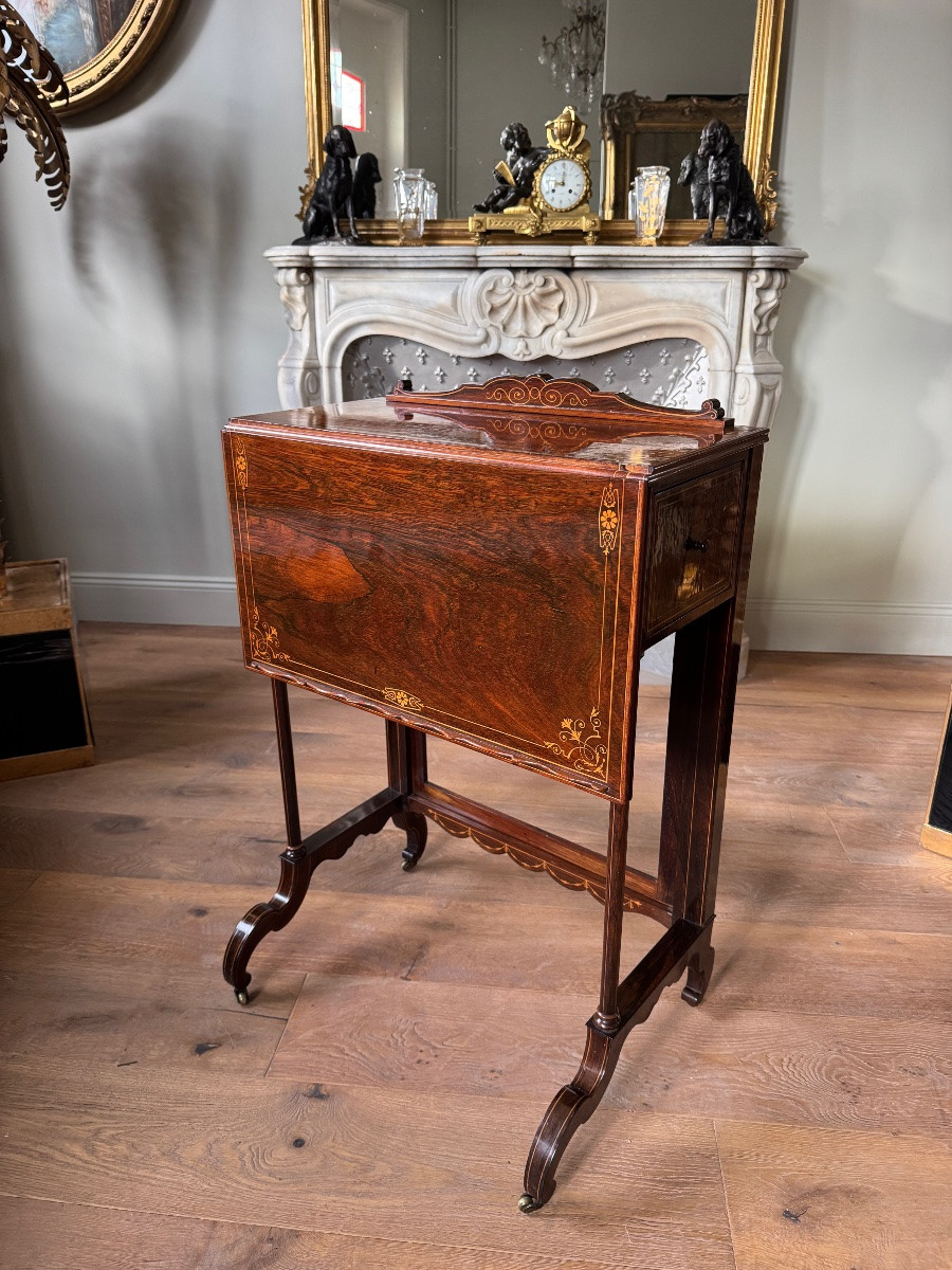 Table à système d’époque Charles X en palissandre - XIXe siècle -photo-3