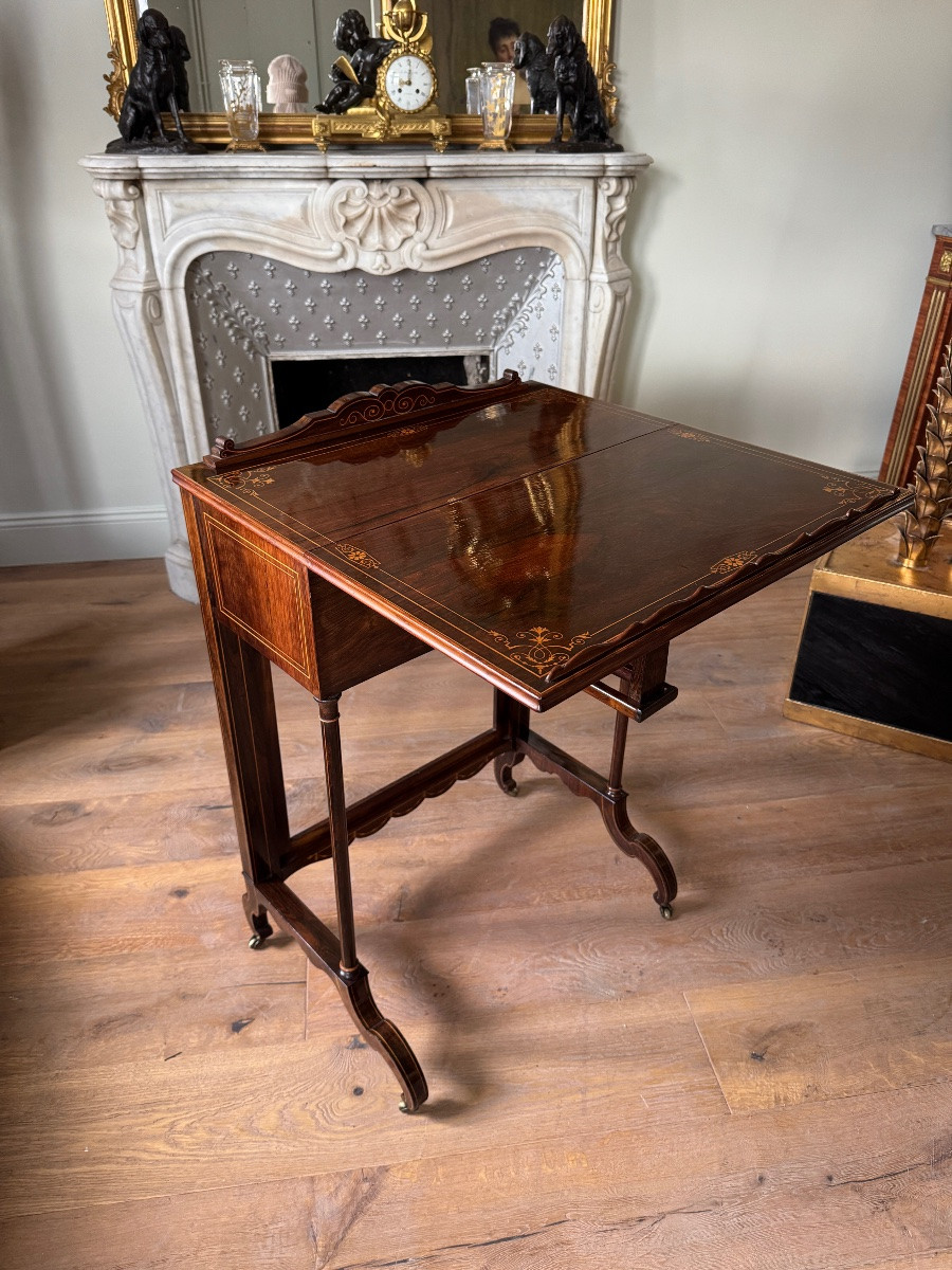 Table à système d’époque Charles X en palissandre - XIXe siècle -photo-4
