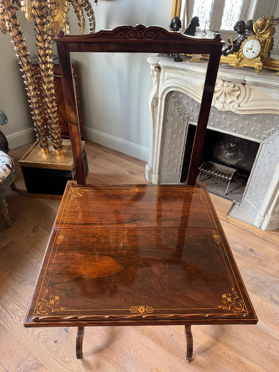 Table à système d’époque Charles X en palissandre - XIXe siècle -photo-1