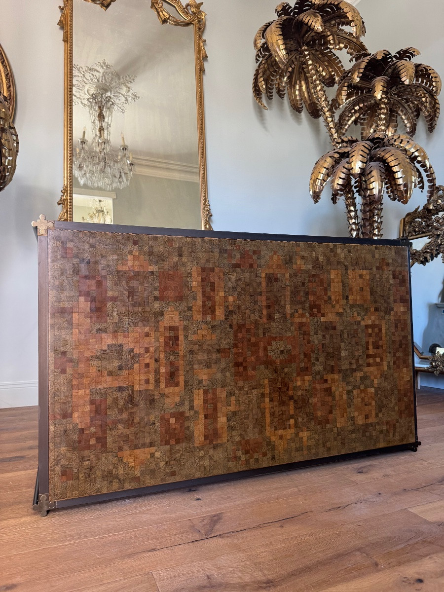 Table basse du XXe siècle de Georges Ciancimino en marqueterie de bois de bout-photo-1