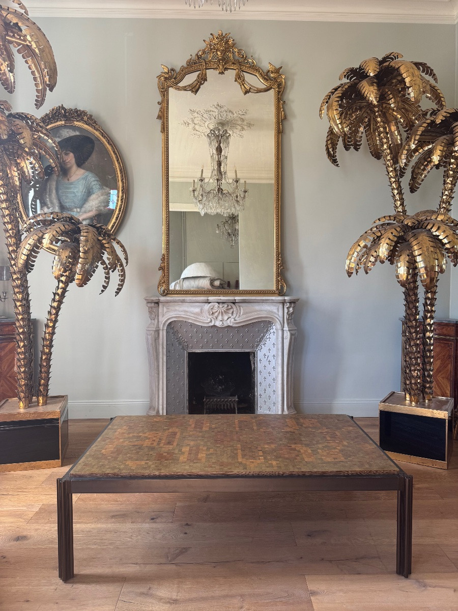 Table basse du XXe siècle de Georges Ciancimino en marqueterie de bois de bout-photo-6