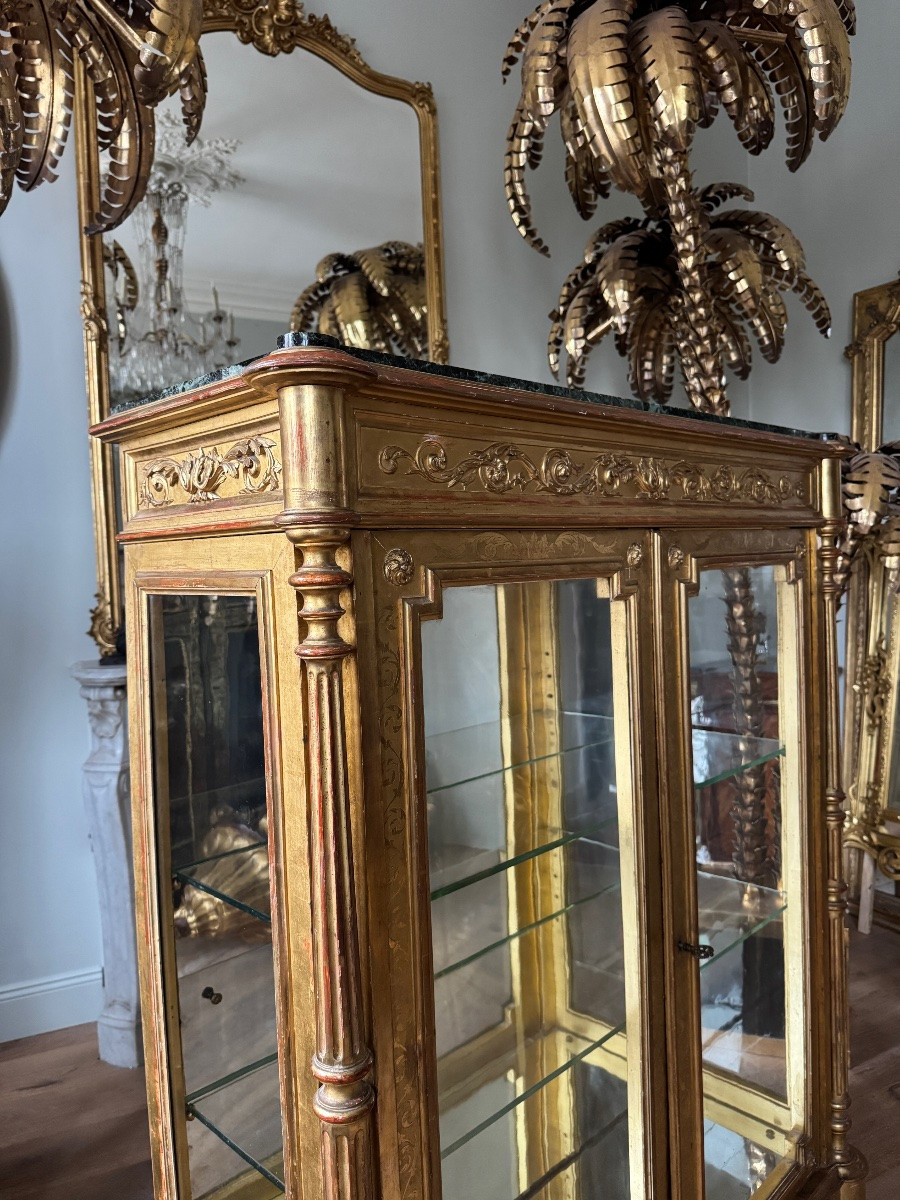 Vitrine d’époque Napoléon III en bois doré et sculpté - XIXe siècle -photo-4