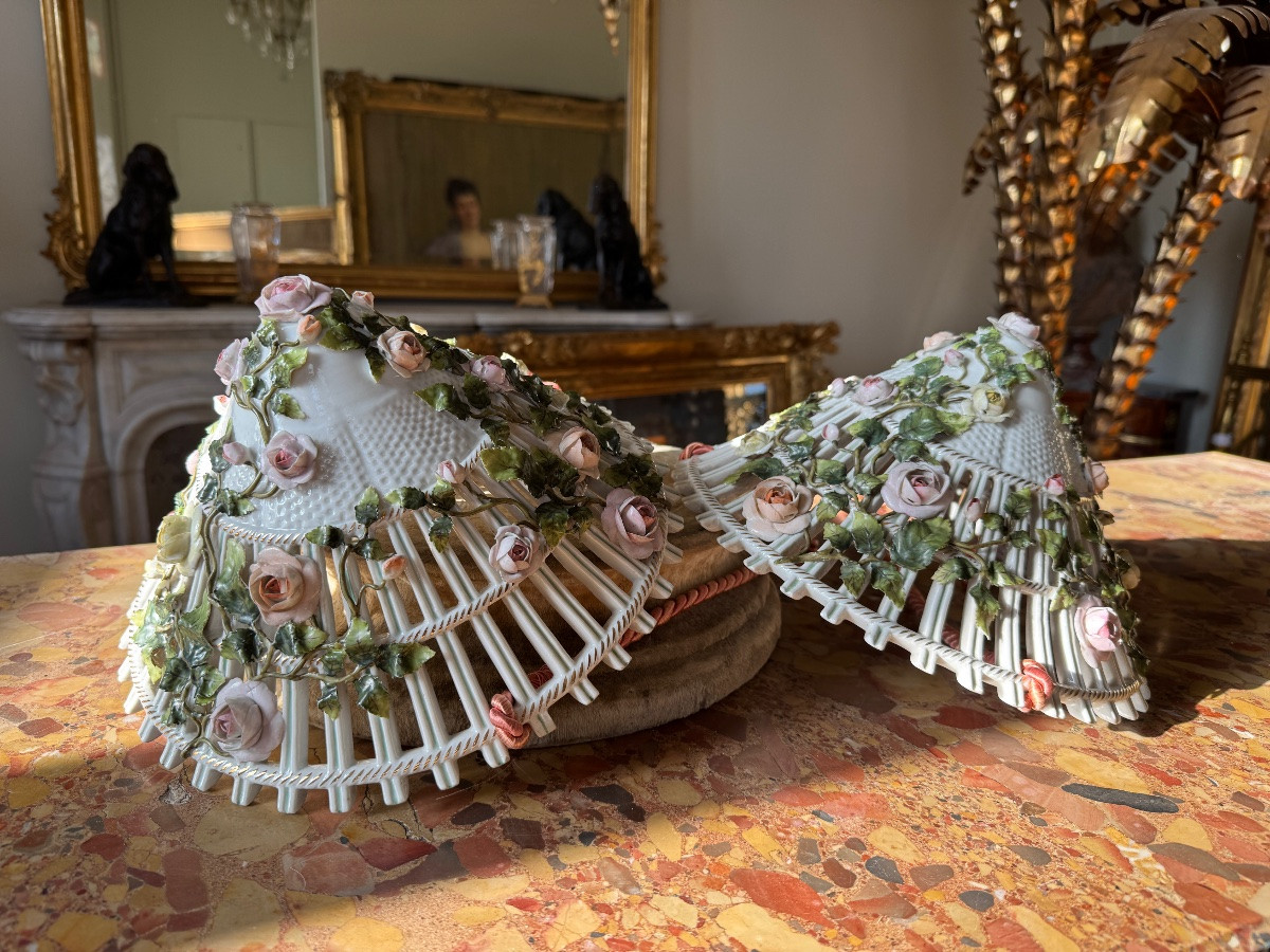 Paire de jardinières de la fin du XIXe siècle en porcelaine allemande -photo-3