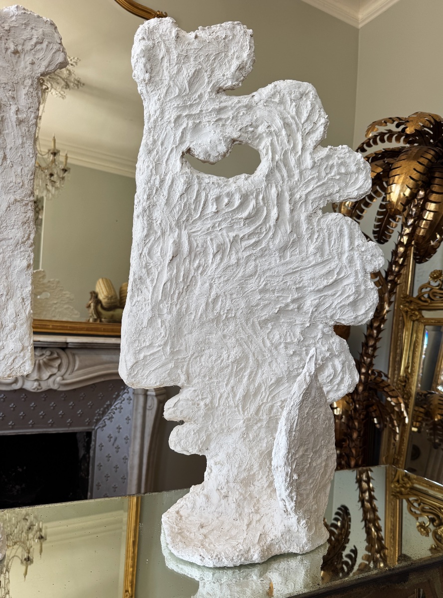 Paire de lampes des années 70 en plâtre - dans le goût de Cocteau-photo-2