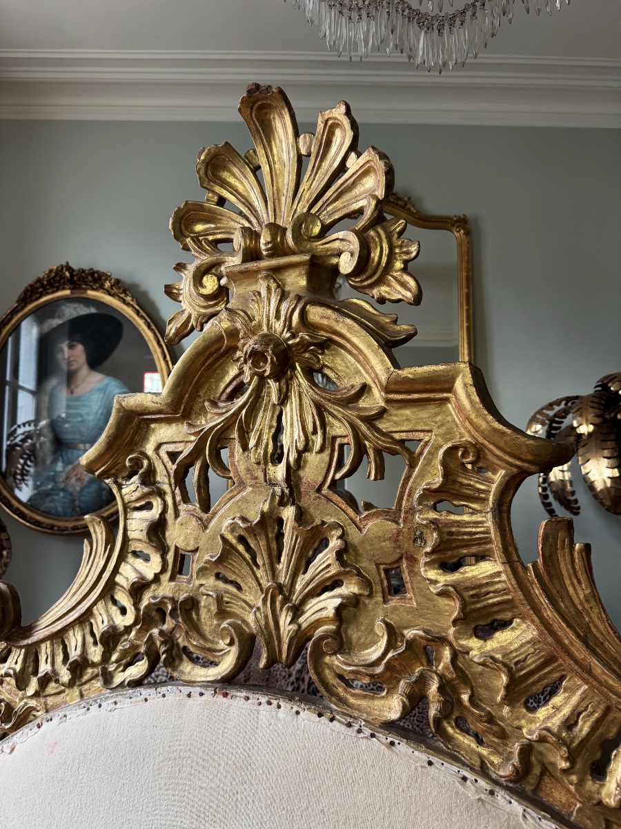 Napoleon III-era Gilded Wood Headboard  - 19th Century  -photo-4