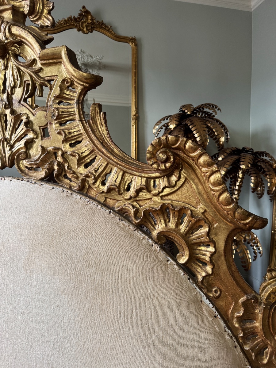Napoleon III-era Gilded Wood Headboard  - 19th Century  -photo-2