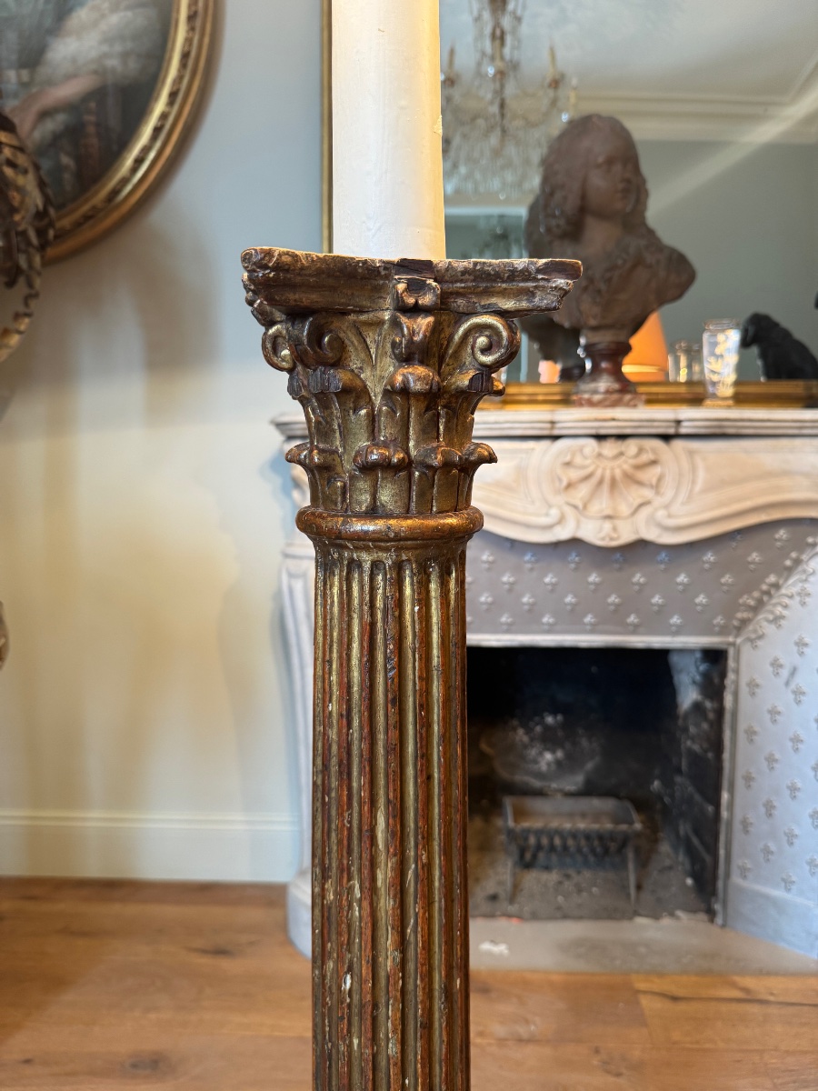 Pair Of 18th-century Lamps In The Shape Of Corinthian Columns-photo-1