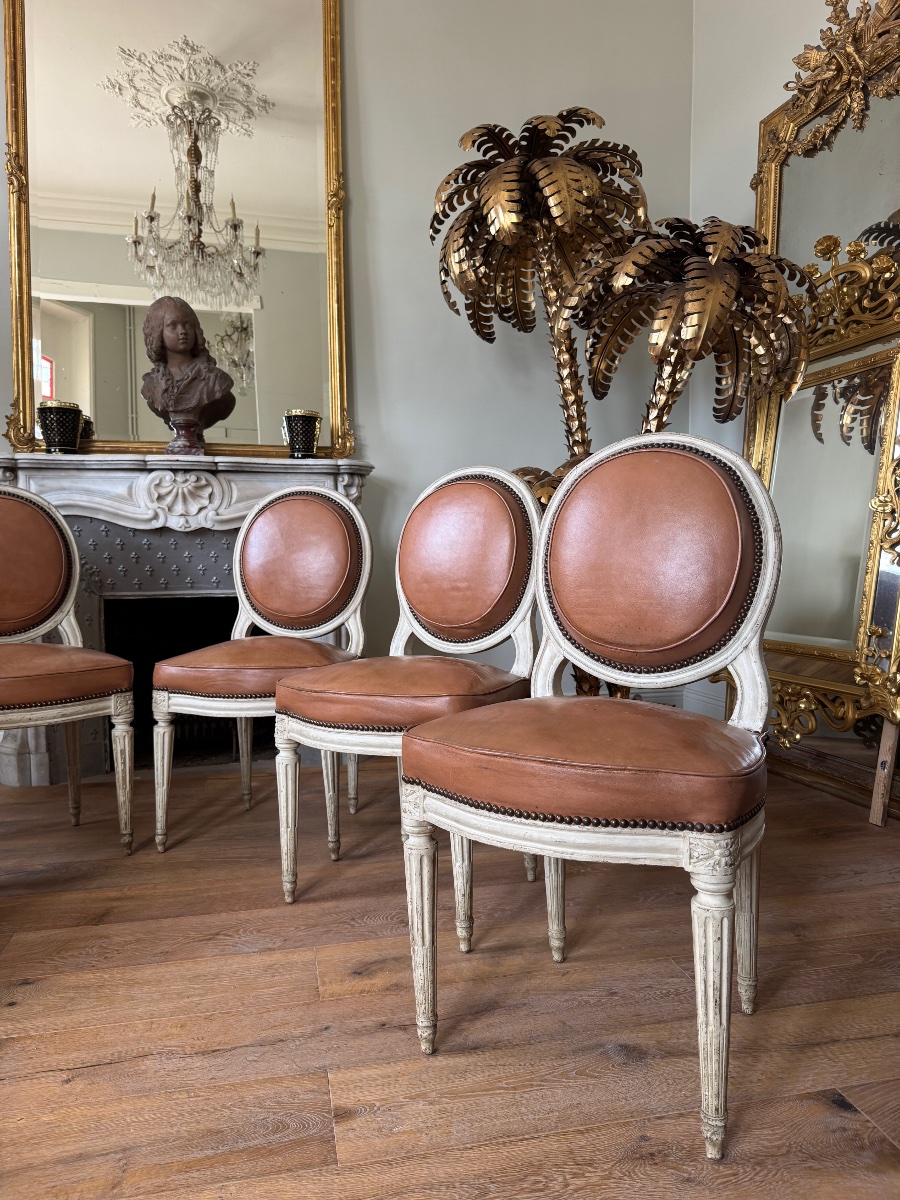 Set Of 6 Louis XVI-era Chairs Stamped “chevigny Claude”-photo-3